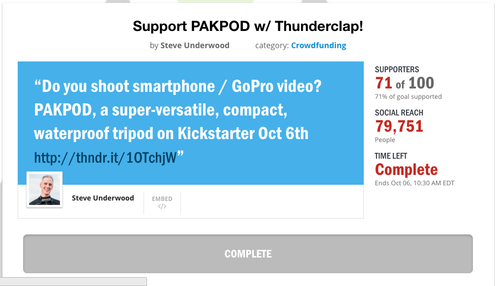Kickstarter - Social Media- Pakpod ThunderClap